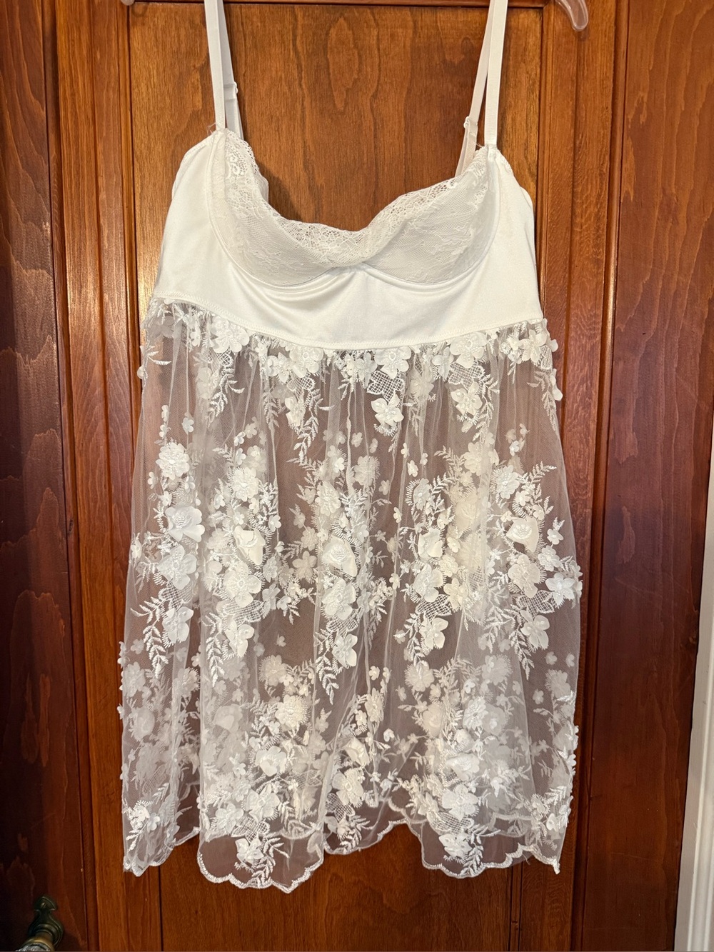 Coquette lace Floral babydoll dress lingerie size XL white